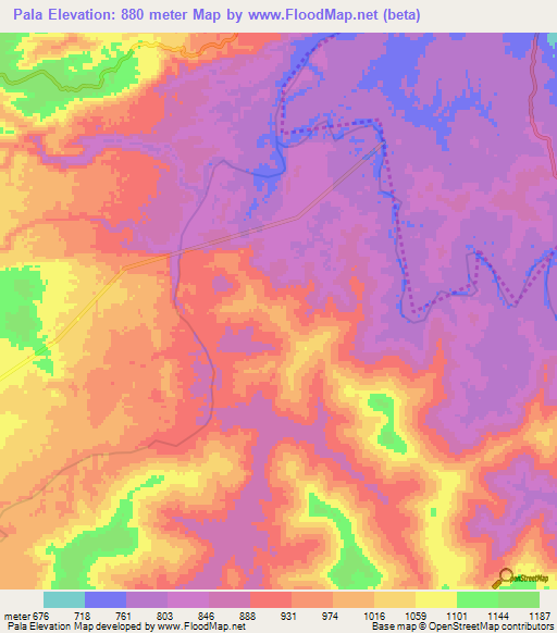 Pala,India Elevation Map