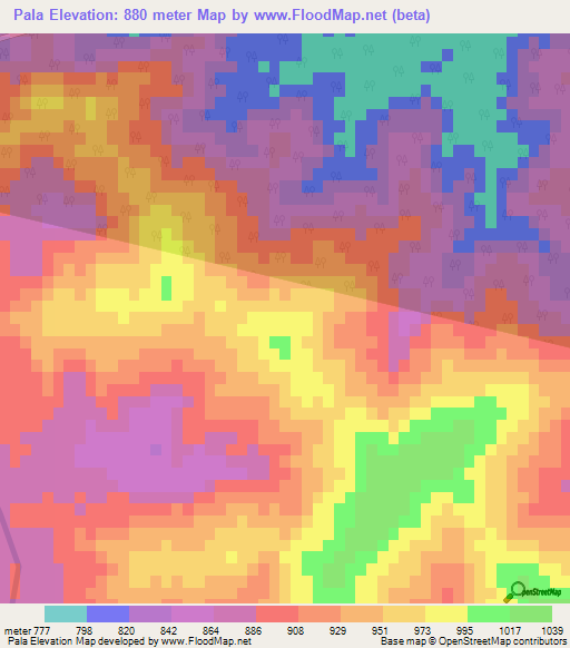 Pala,India Elevation Map