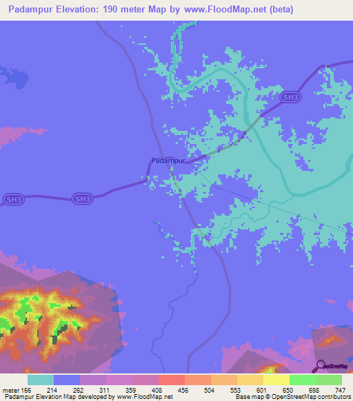 Padampur,India Elevation Map