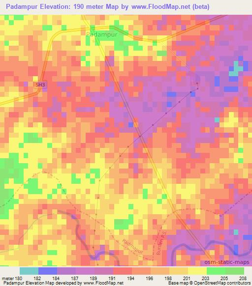 Padampur,India Elevation Map