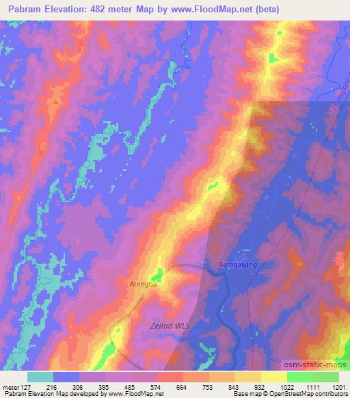Pabram,India Elevation Map