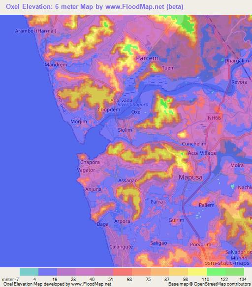 Oxel,India Elevation Map
