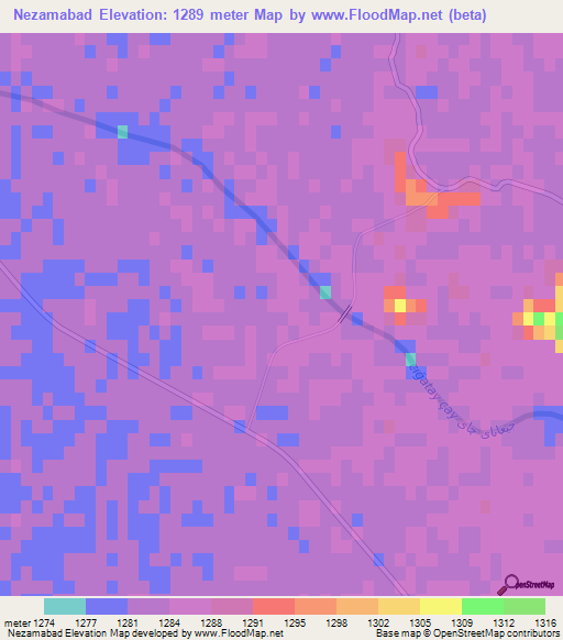 Nezamabad,Iran Elevation Map