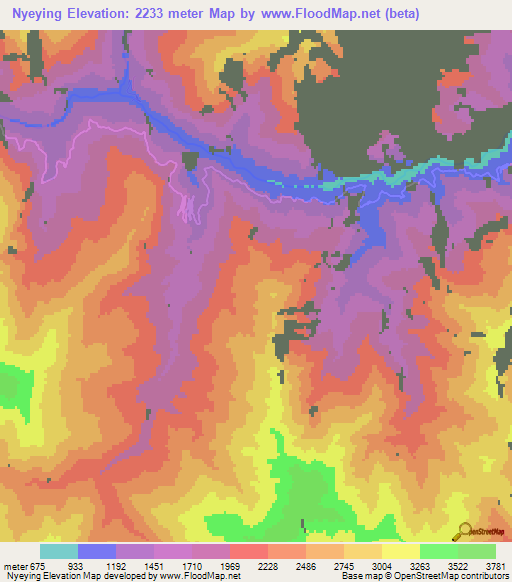 Nyeying,India Elevation Map