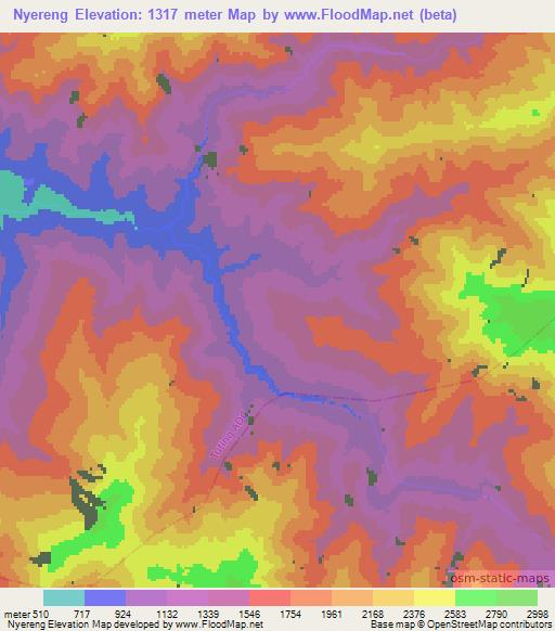 Nyereng,India Elevation Map