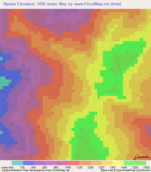 Nyasia,India Elevation Map