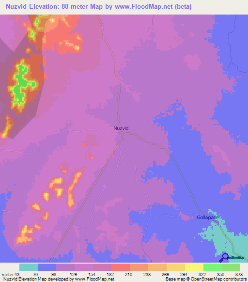 Nuzvid,India Elevation Map
