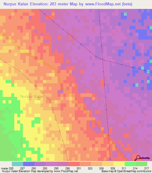 Nurpur Kalan,India Elevation Map