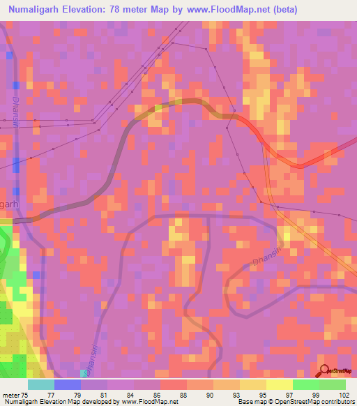 Numaligarh,India Elevation Map