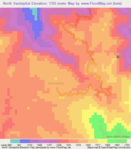 North Vanlaiphai,India Elevation Map
