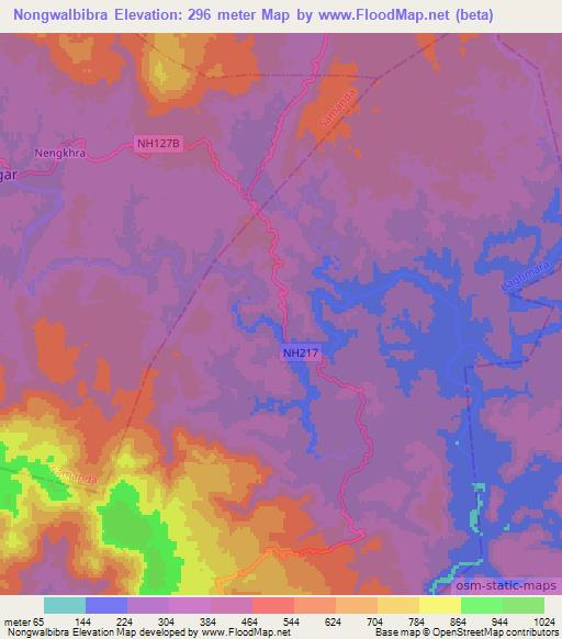 Nongwalbibra,India Elevation Map