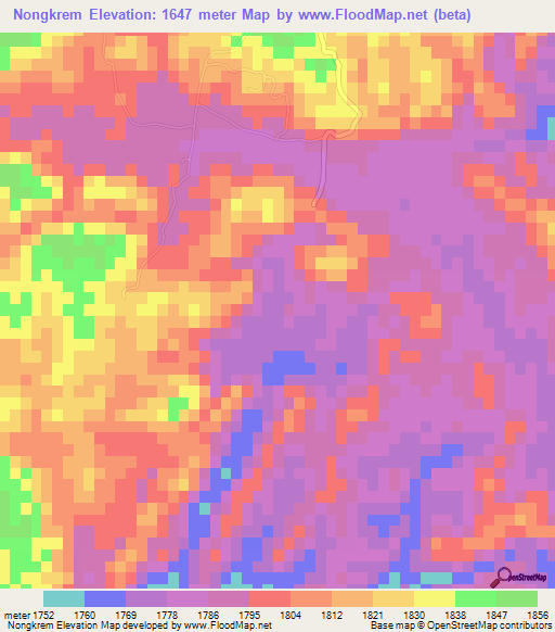 Nongkrem,India Elevation Map