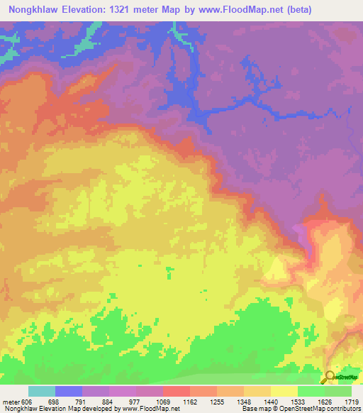 Nongkhlaw,India Elevation Map