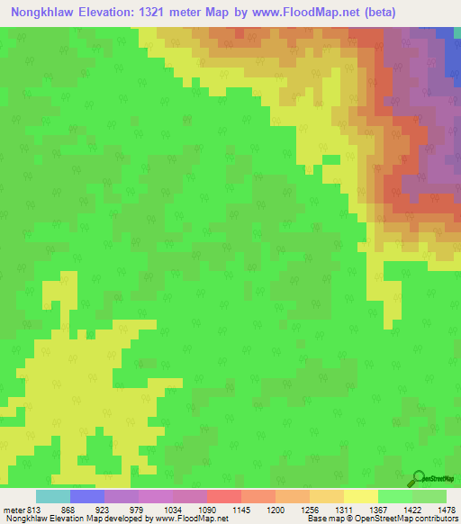 Nongkhlaw,India Elevation Map