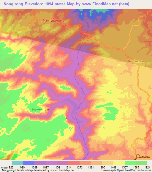 Nongjrong,India Elevation Map