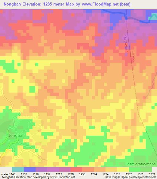 Nongbah,India Elevation Map