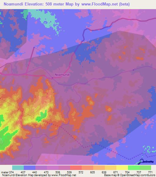 Noamundi,India Elevation Map