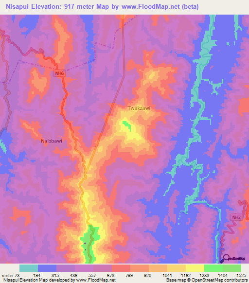 Nisapui,India Elevation Map