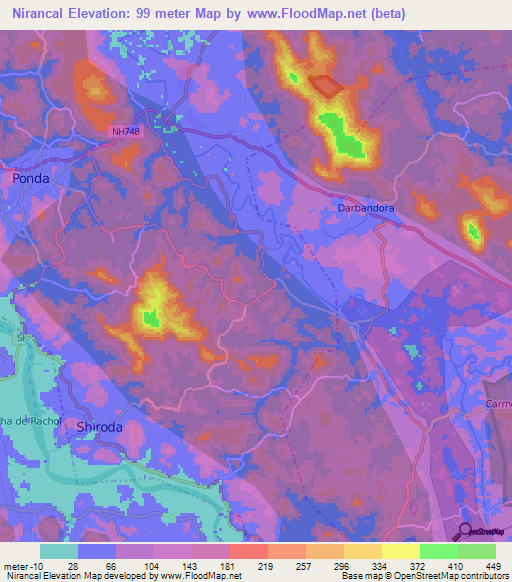 Nirancal,India Elevation Map