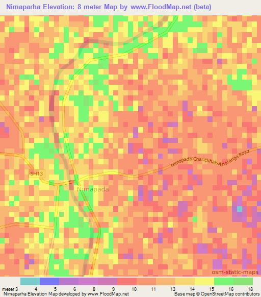 Nimaparha,India Elevation Map