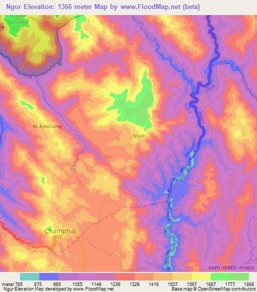 Ngur,India Elevation Map