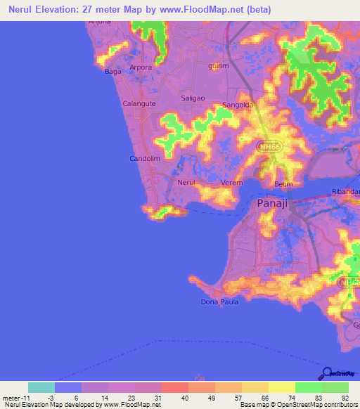 Nerul,India Elevation Map