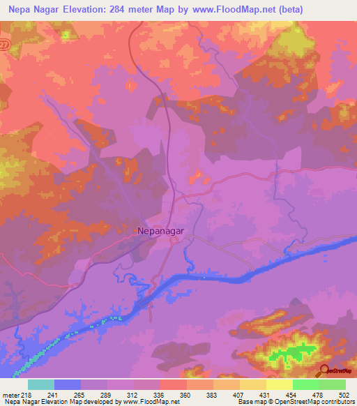 Nepa Nagar,India Elevation Map