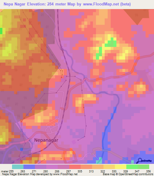 Nepa Nagar,India Elevation Map