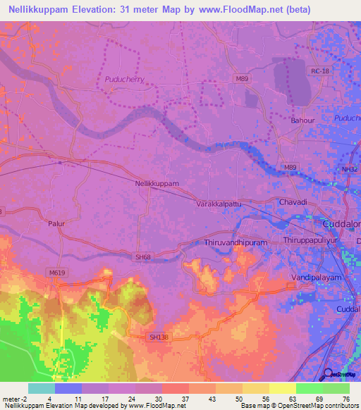 Nellikkuppam,India Elevation Map