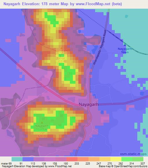 Nayagarh,India Elevation Map