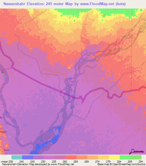 Nawanshahr,India Elevation Map