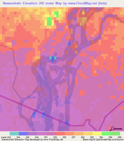 Nawanshahr,India Elevation Map