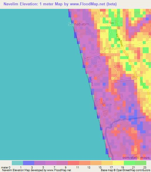 Navelim,India Elevation Map