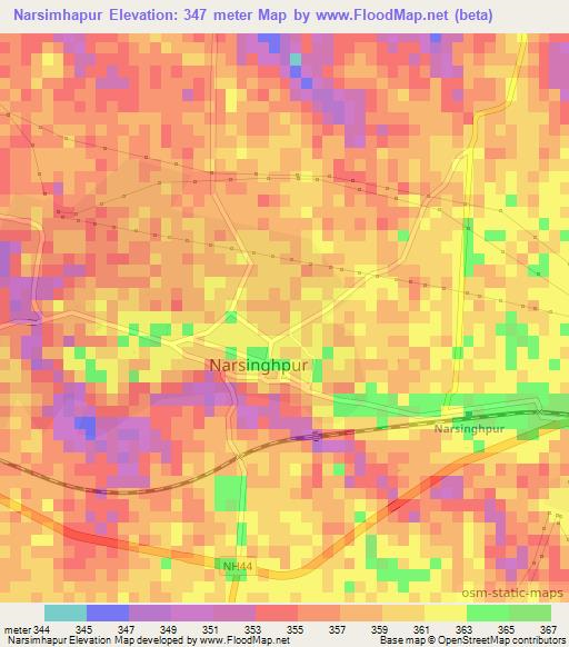 Narsimhapur,India Elevation Map