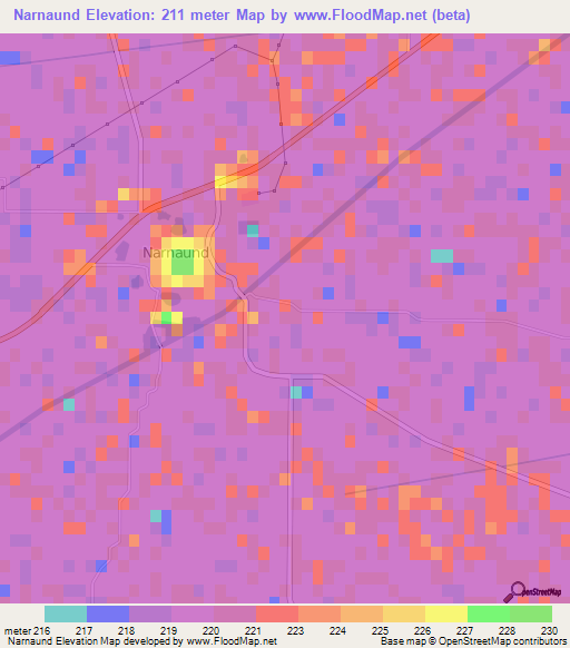 Narnaund,India Elevation Map
