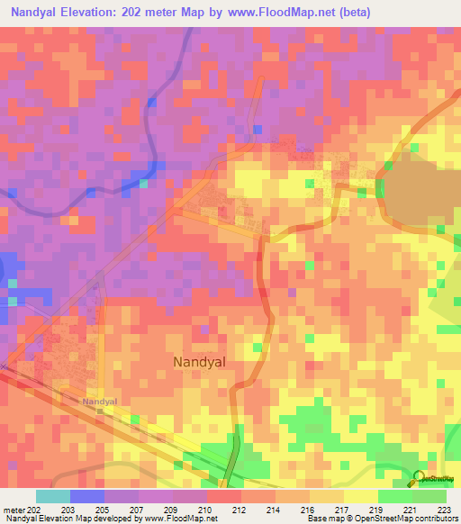 Nandyal,India Elevation Map