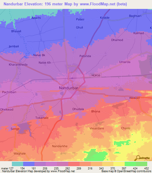 Nandurbar,India Elevation Map