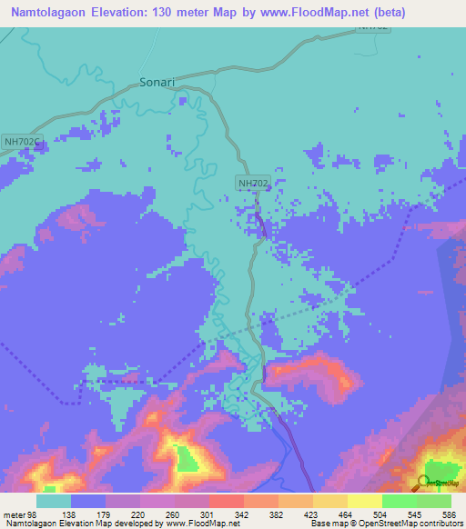 Namtolagaon,India Elevation Map