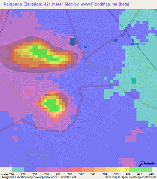 Nalgonda,India Elevation Map
