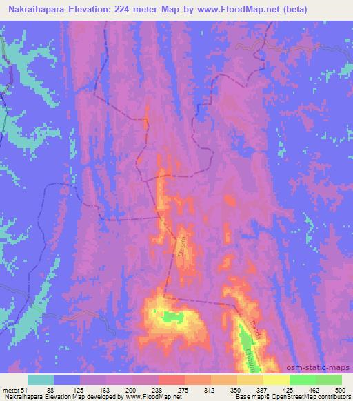 Nakraihapara,India Elevation Map