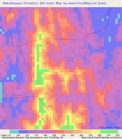 Nakraihapara,India Elevation Map