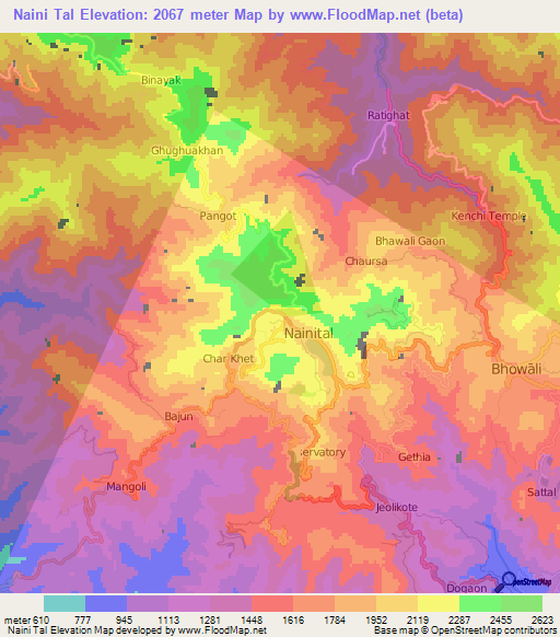 Naini Tal,India Elevation Map