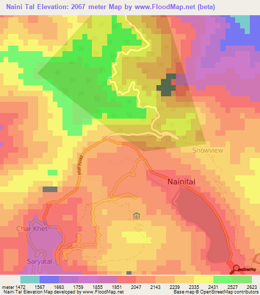 Naini Tal,India Elevation Map