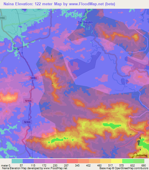 Naina,India Elevation Map
