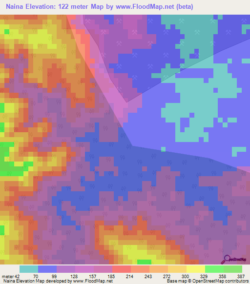 Naina,India Elevation Map