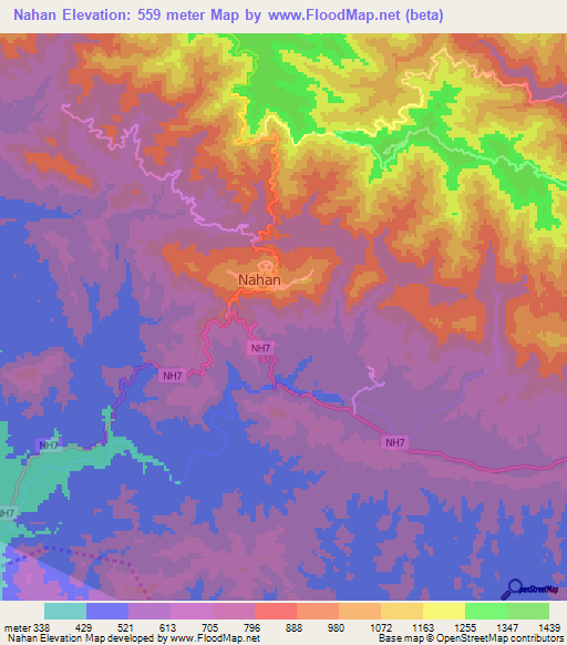Nahan,India Elevation Map