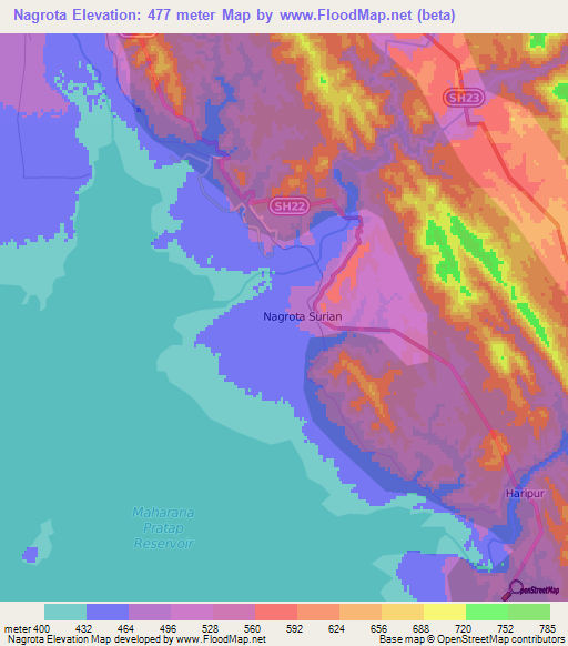 Nagrota,India Elevation Map