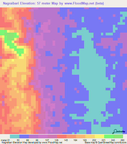 Nagraibari,India Elevation Map
