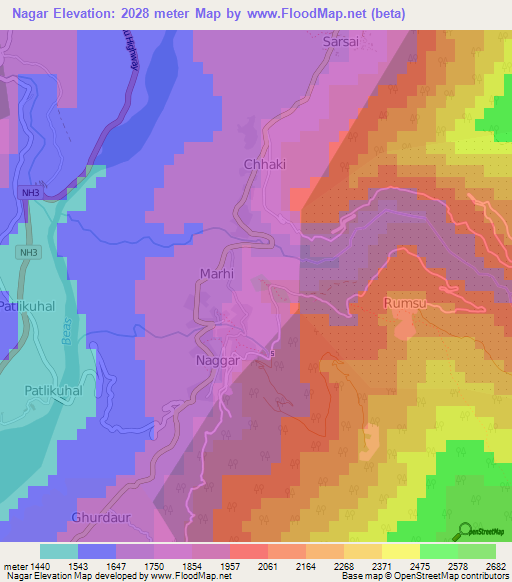 Nagar,India Elevation Map