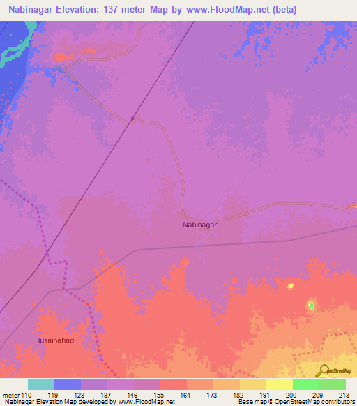 Nabinagar,India Elevation Map